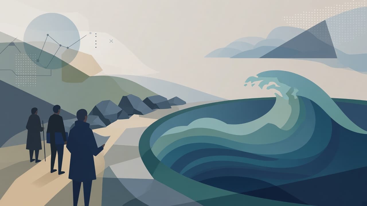 KI-generert illustrasjon: Matematikere kommer nærmere havet med stort bølgebasseng